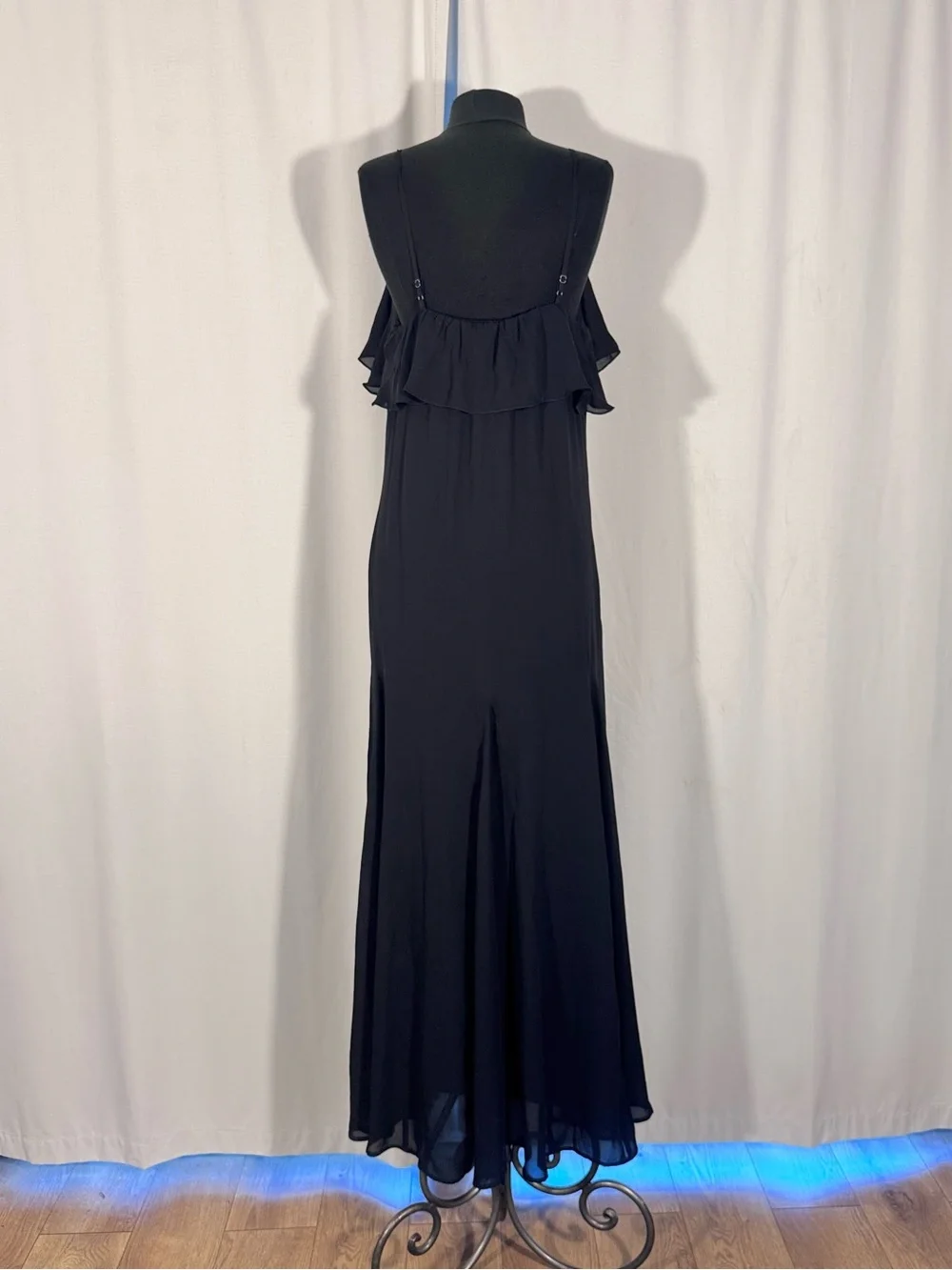 Abercrombie & Fitch Black Ruffle Maxi Dress